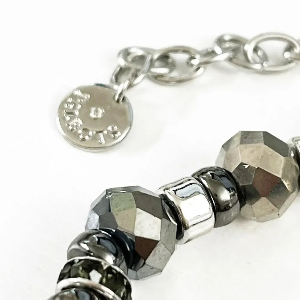 Talbots Black & Silver Faceted Bead Necklace